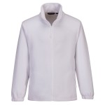 A white workwear garment designed for use on construction sites and in industrial work environments.,