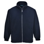 A navy blue workwear garment designed for use on construction sites and in industrial work environments.,