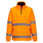 A high-visibility orange workwear garment featuring retroreflective tape panels, a full-length zip front, suitable for a wide range of outdoor and site work applications.