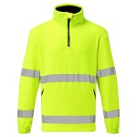 A high-visibility yellow workwear garment featuring retroreflective tape panels, a full-length zip front, suitable for a wide range of outdoor and site work applications.