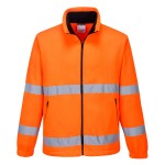 A high-visibility orange workwear garment featuring retroreflective tape panels, suitable for a wide range of outdoor and site work applications.