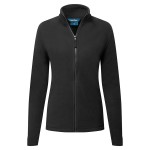 A women's black workwear garment designed for use on construction sites and in industrial work environments.,