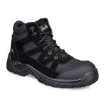 A black composite safety boot with a composite toecap and anti-slip sole, providing lightweight safety protection for site and industrial use.
