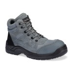 A grey composite safety boot with a composite toecap and anti-slip sole, providing lightweight safety protection for site and industrial use.