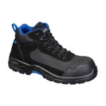 A black composite safety boot with a composite toecap and anti-slip sole, providing lightweight safety protection for site and industrial use.