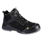 A black composite safety boot with a composite toecap and anti-slip sole, providing lightweight safety protection for site and industrial use.