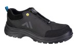 A black safety trainer with a composite toecap, a cushioned insole, and a lightweight anti-slip sole, suitable for lighter-duty site work.