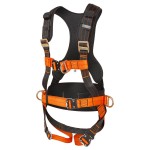 A black workwear garment designed for use on construction sites and in industrial work environments.,