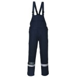A navy blue workwear garment featuring flame-resistant fabric, suitable for a wide range of outdoor and site work applications.