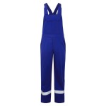 A blue workwear garment featuring flame-resistant fabric, suitable for a wide range of outdoor and site work applications.