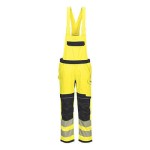 A high-visibility yellow workwear garment featuring retroreflective tape panels, flame-resistant fabric, suitable for a wide range of outdoor and site work applications.