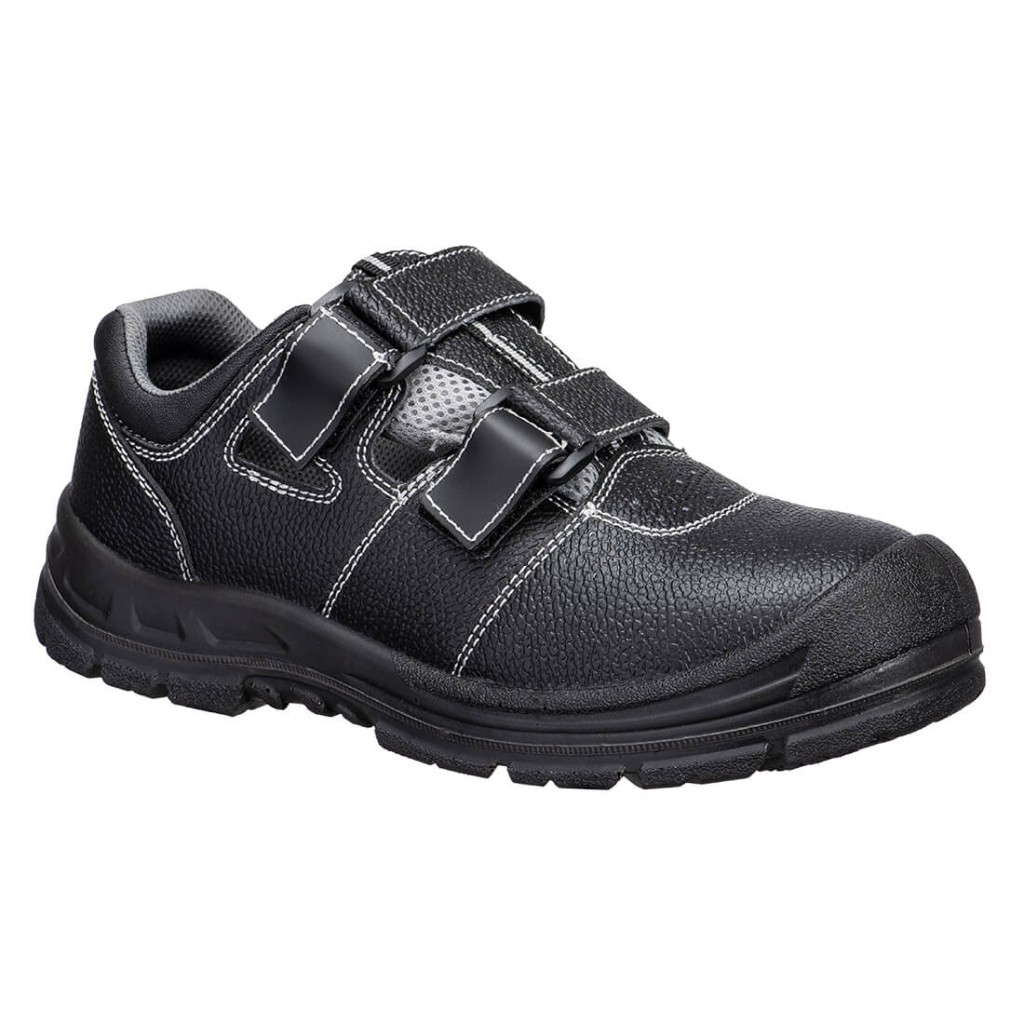 A black workwear garment designed for use on construction sites and in industrial work environments.,