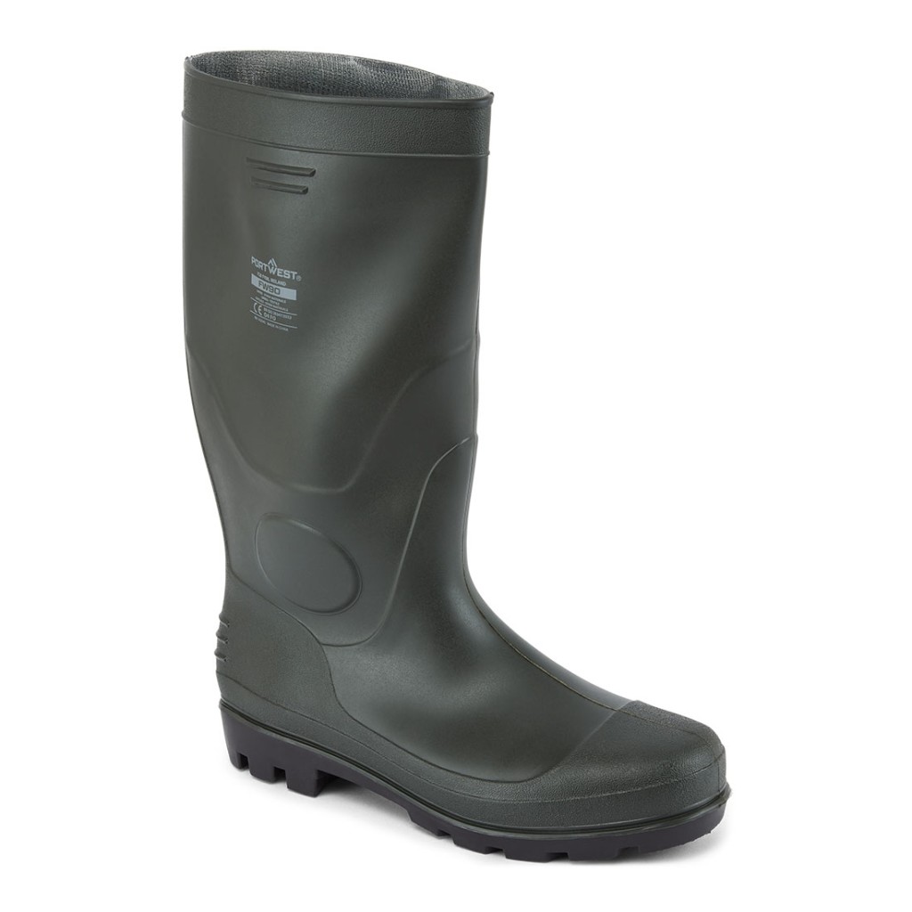 A green workwear garment designed for use on construction sites and in industrial work environments.,