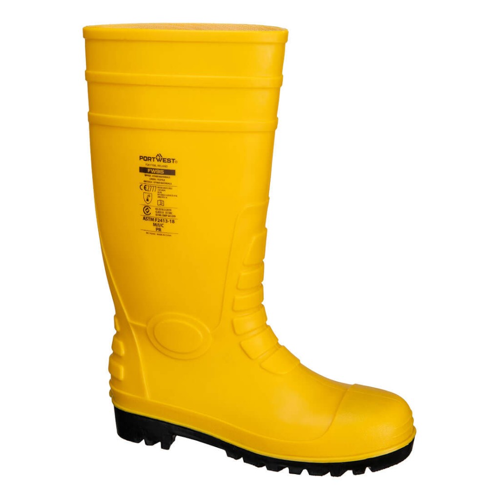 A yellow workwear garment designed for use on construction sites and in industrial work environments.,