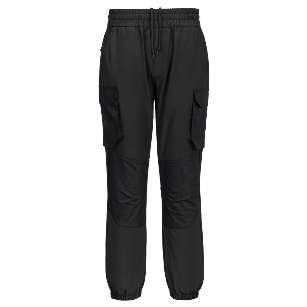 A navy blue workwear garment designed for use on construction sites and in industrial work environments.,