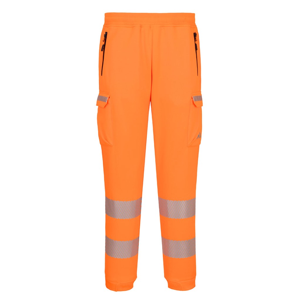 A high-visibility orange workwear garment featuring retroreflective tape panels, suitable for a wide range of outdoor and site work applications.