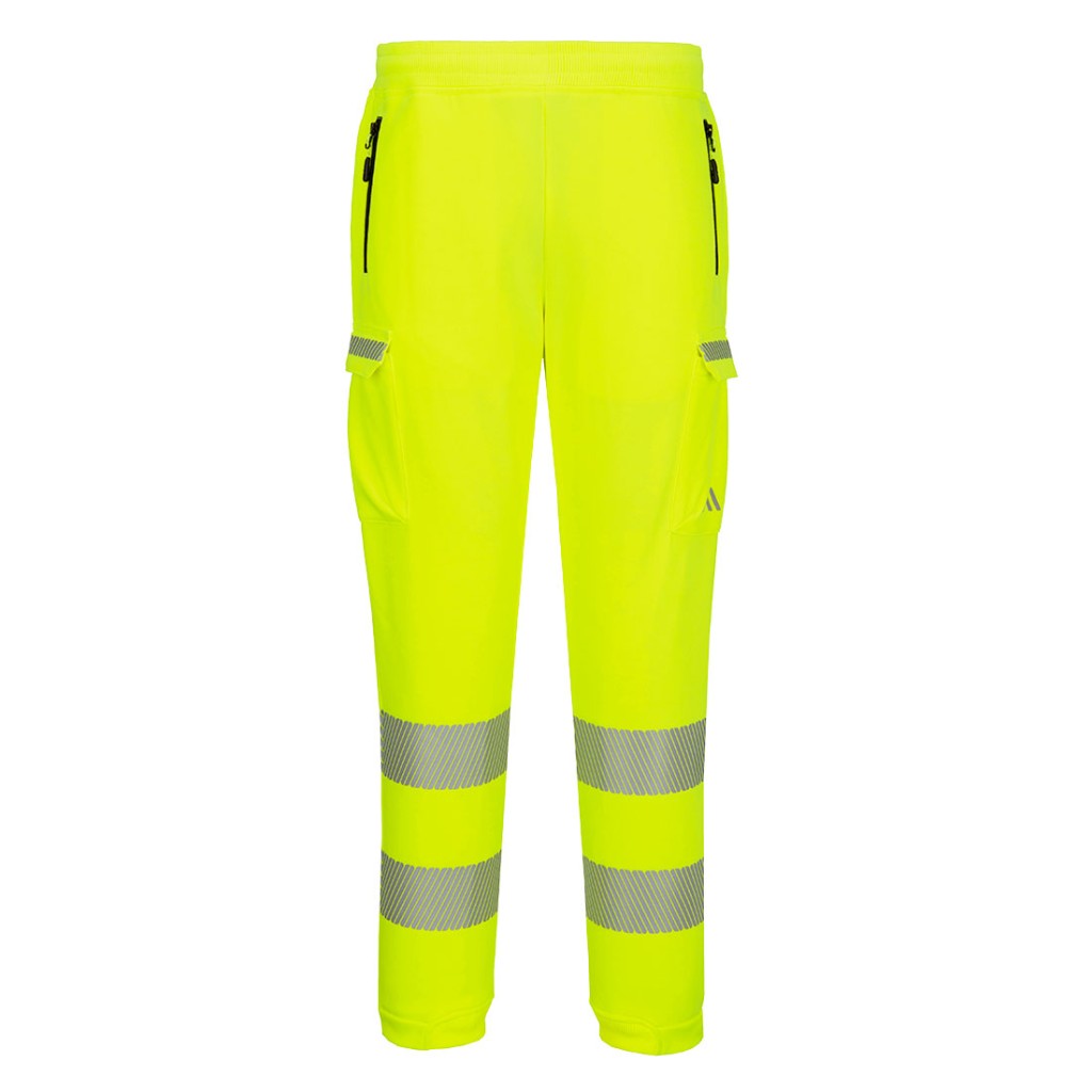 A high-visibility yellow workwear garment featuring retroreflective tape panels, suitable for a wide range of outdoor and site work applications.
