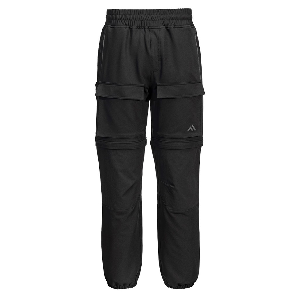 A pair of navy blue work trousers designed for use on construction sites and in industrial work environments.,