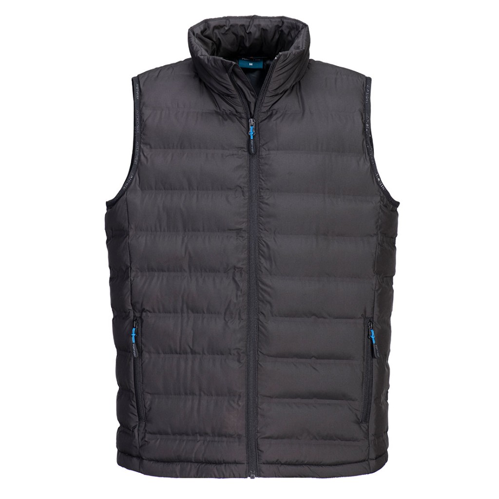 A black workwear garment designed for use on construction sites and in industrial work environments.,
