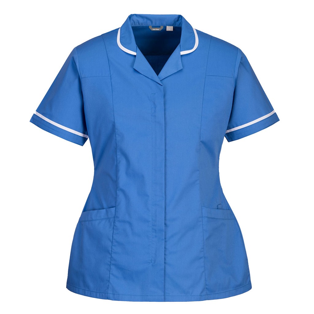 A women's blue workwear garment featuring stretch panels for ease of movement, suitable for a wide range of outdoor and site work applications.