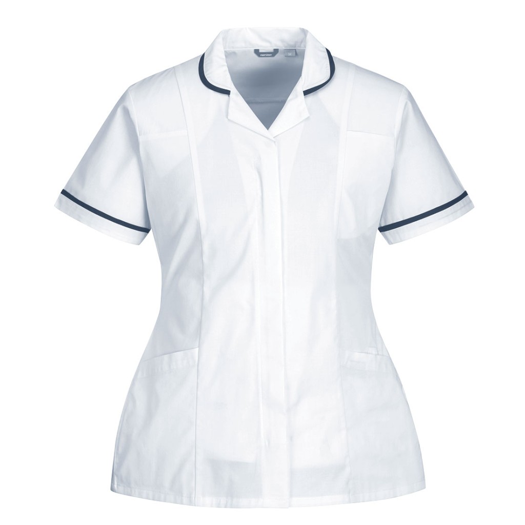 A women's white workwear garment featuring stretch panels for ease of movement, suitable for a wide range of outdoor and site work applications.