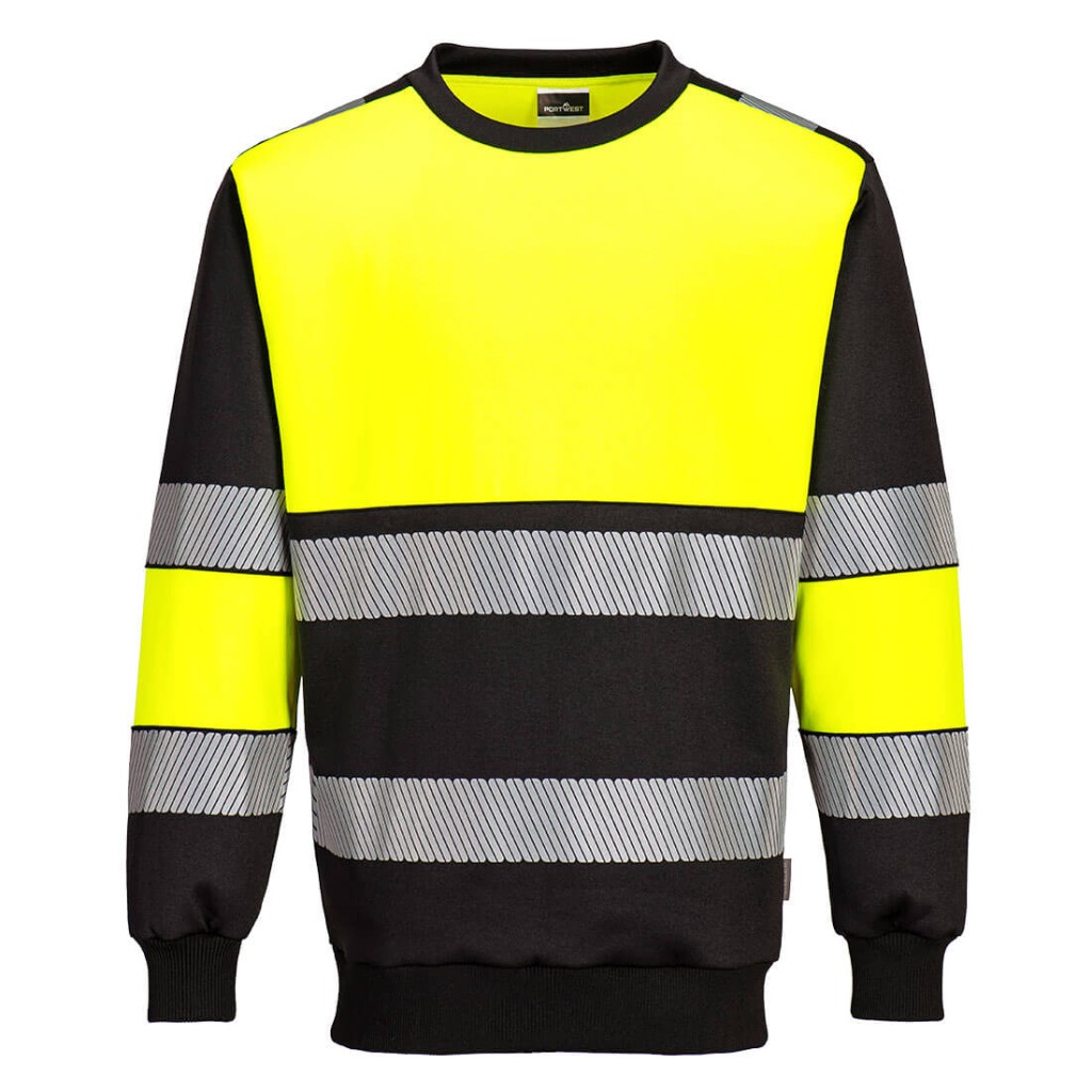 A high-visibility yellow work shirt featuring retroreflective tape panels, suitable for a wide range of outdoor and site work applications.