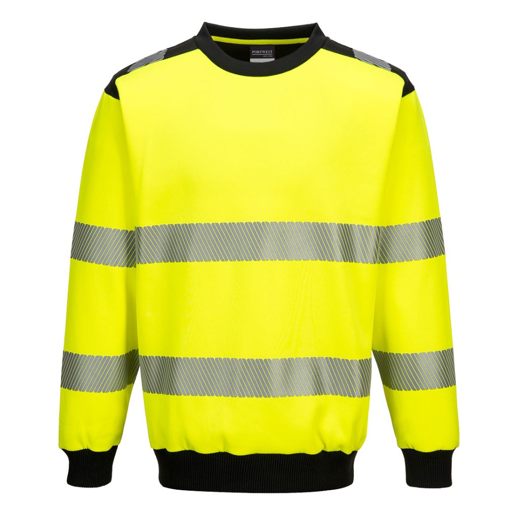A high-visibility yellow work shirt featuring retroreflective tape panels, suitable for a wide range of outdoor and site work applications.