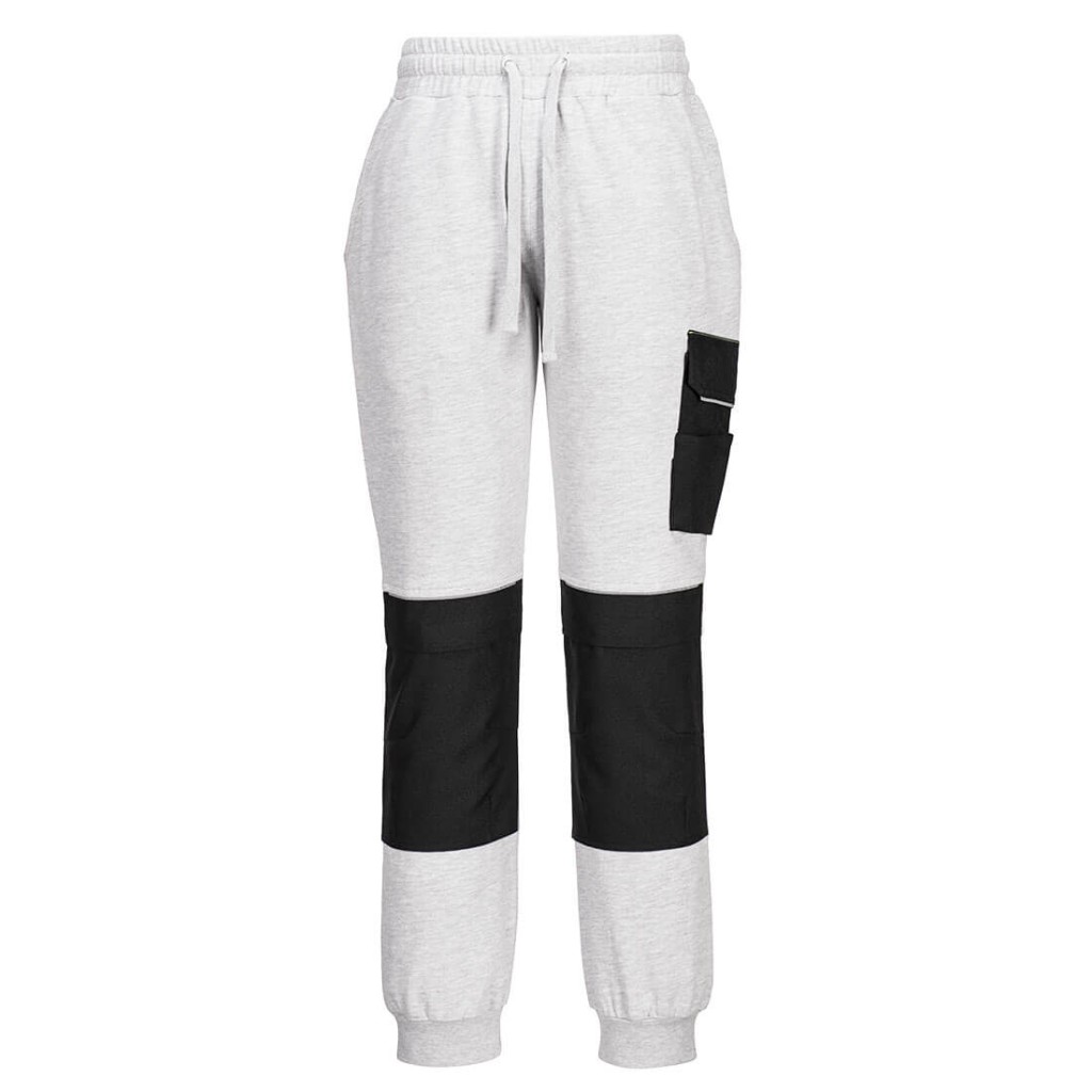 A grey workwear garment designed for use on construction sites and in industrial work environments.,