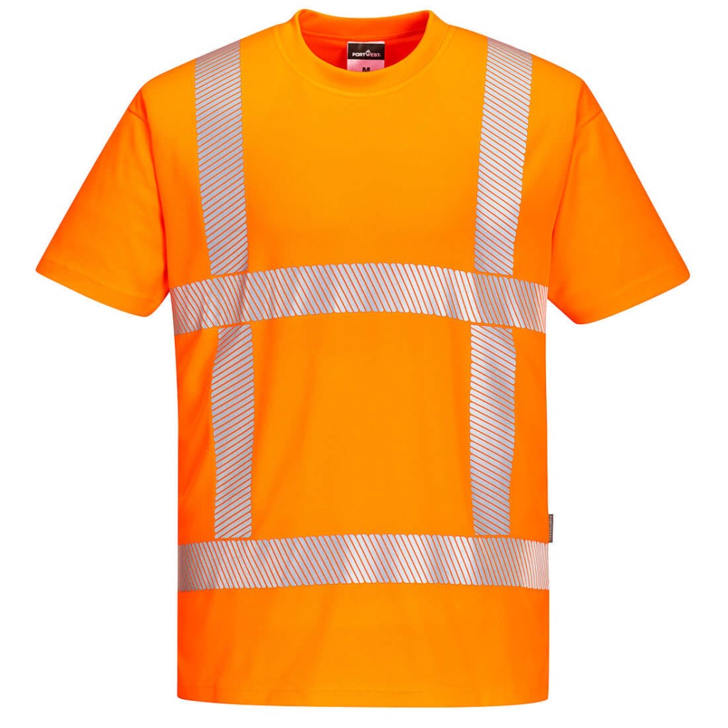 A high-visibility yellow work shirt featuring retroreflective tape panels, suitable for a wide range of outdoor and site work applications.