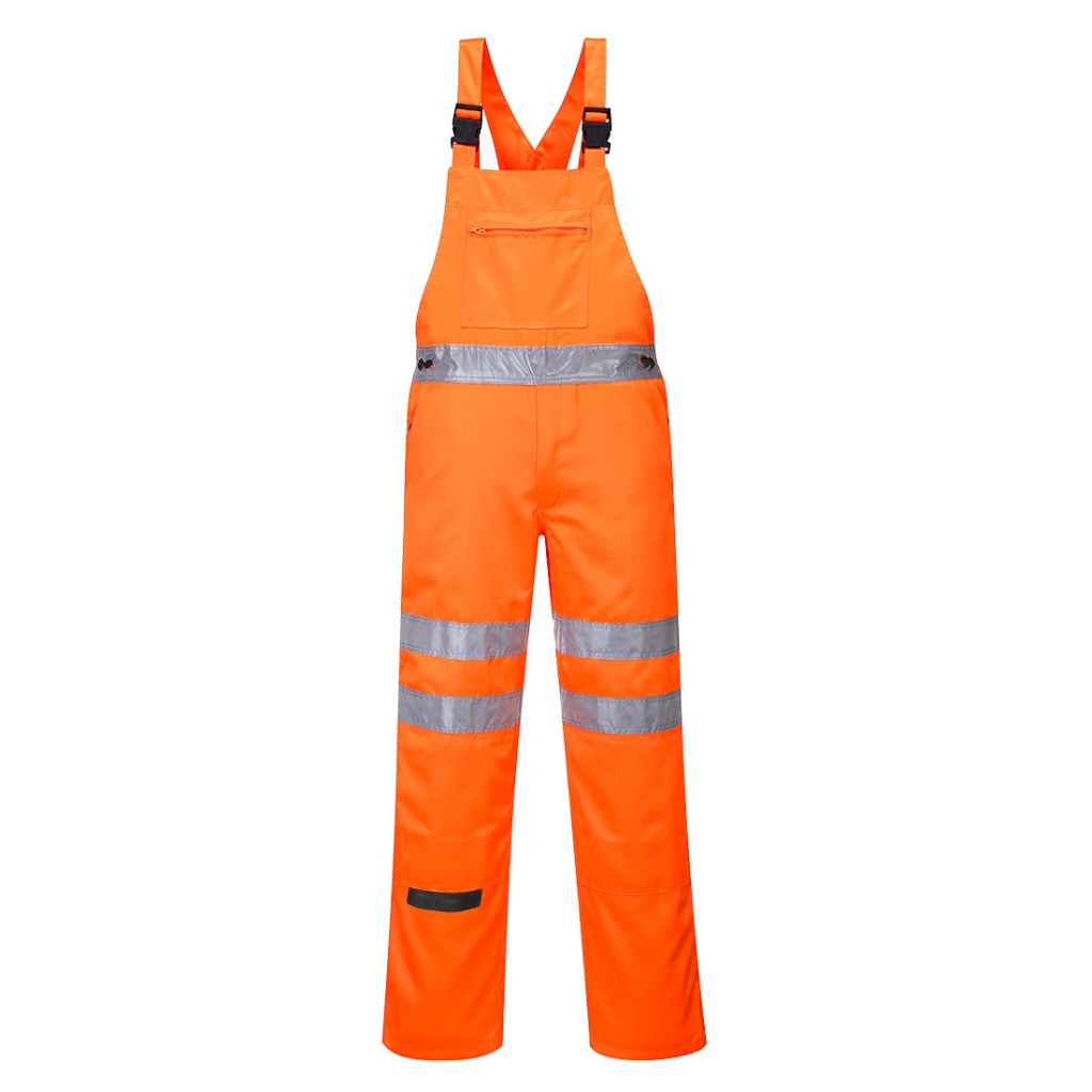 A high-visibility orange workwear garment featuring retroreflective tape panels, suitable for a wide range of outdoor and site work applications.