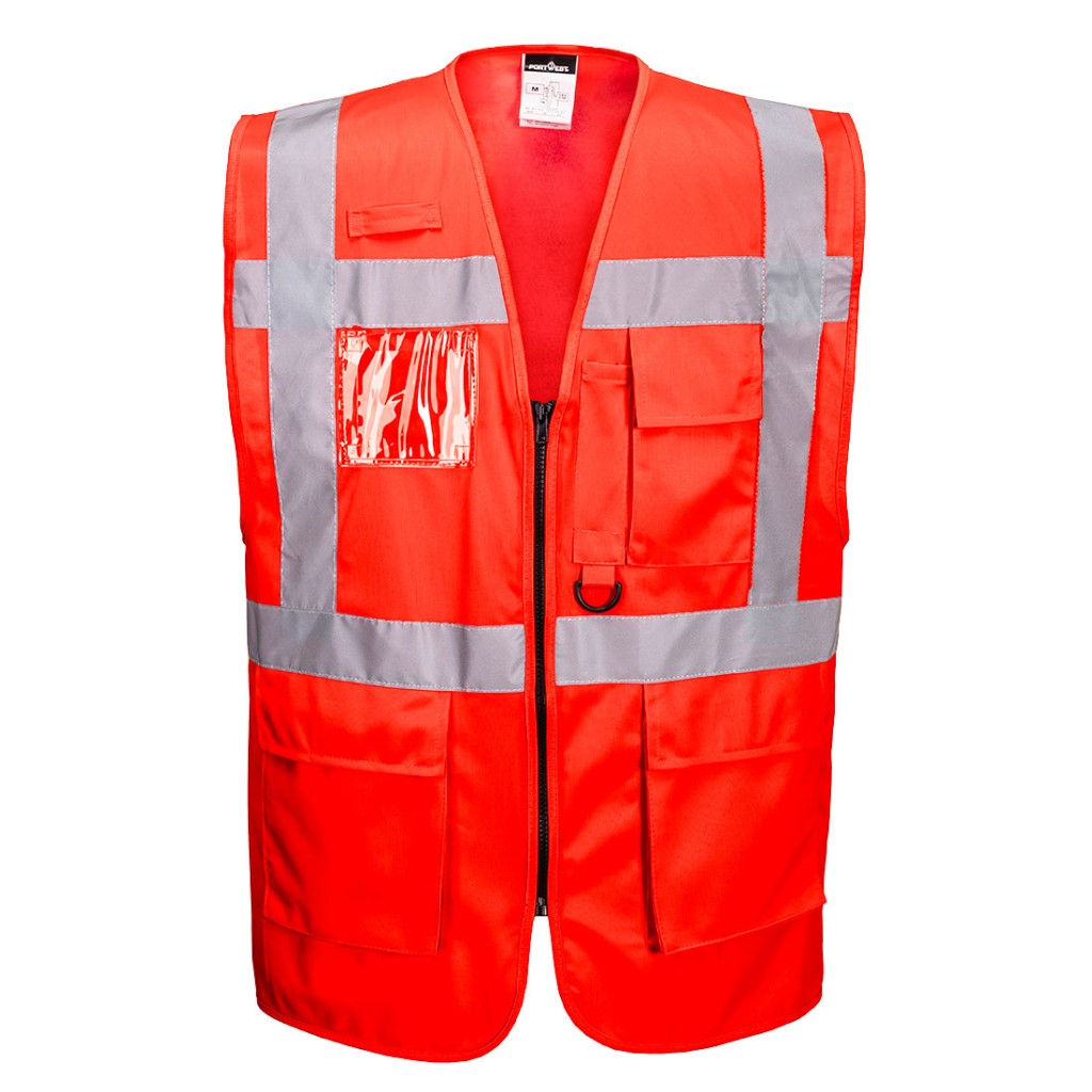 A high-visibility yellow vest featuring retroreflective tape panels, suitable for a wide range of outdoor and site work applications.