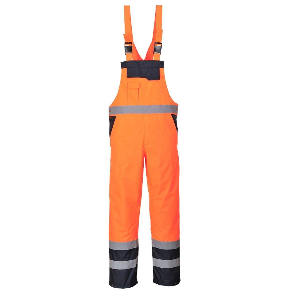 A high-visibility orange workwear garment featuring retroreflective tape panels, suitable for a wide range of outdoor and site work applications.