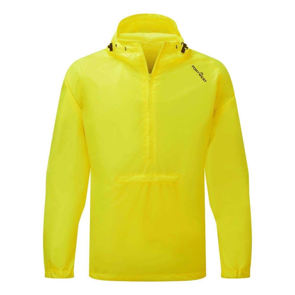 A yellow jacket designed for use on construction sites and in industrial work environments.,
