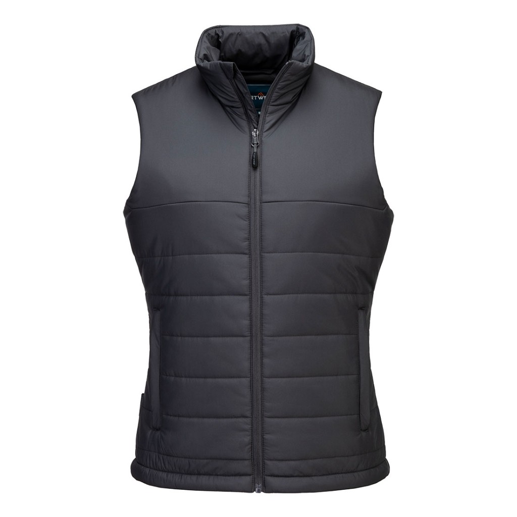 A women's grey safety vest featuring a warm thermal lining, suitable for a wide range of outdoor and site work applications.