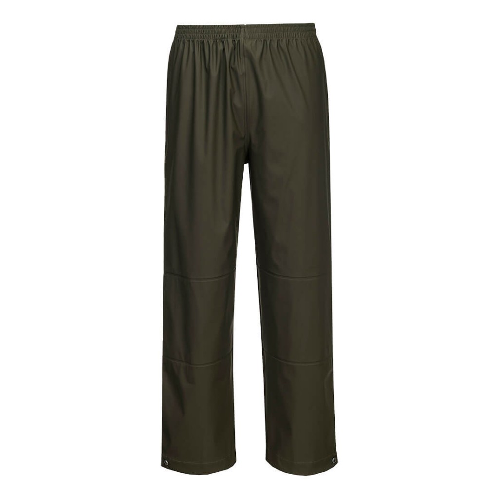 A pair of work trousers featuring stretch panels for ease of movement, suitable for a wide range of outdoor and site work applications.