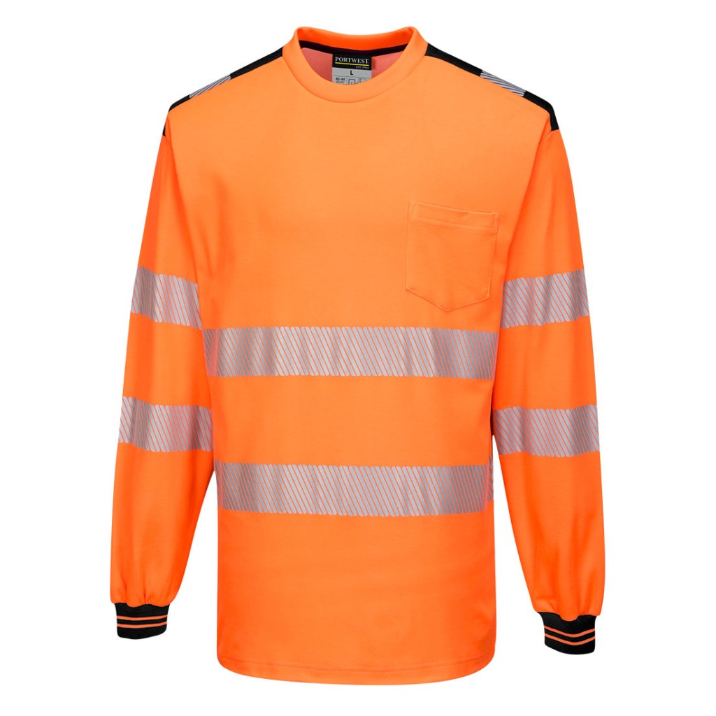 A high-visibility yellow work shirt featuring retroreflective tape panels, suitable for a wide range of outdoor and site work applications.