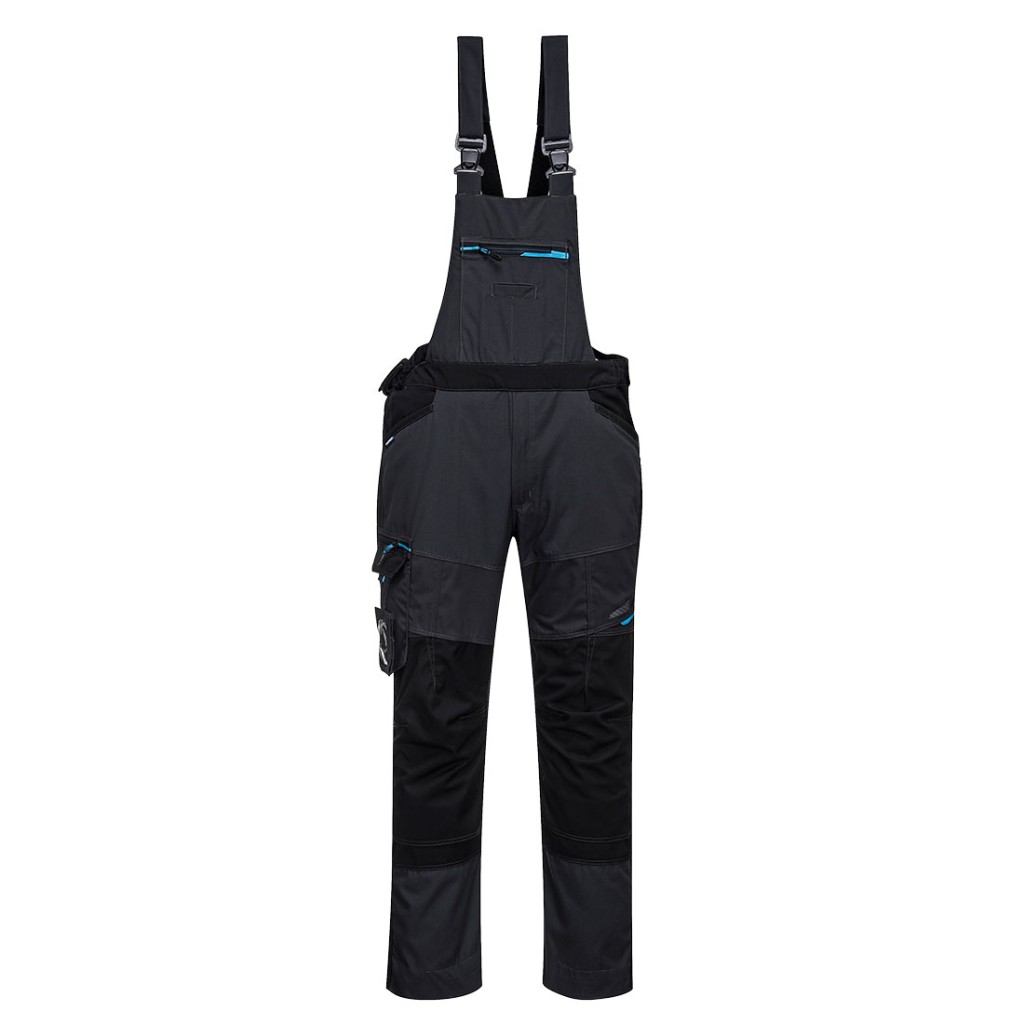 A grey workwear garment designed for use on construction sites and in industrial work environments.,