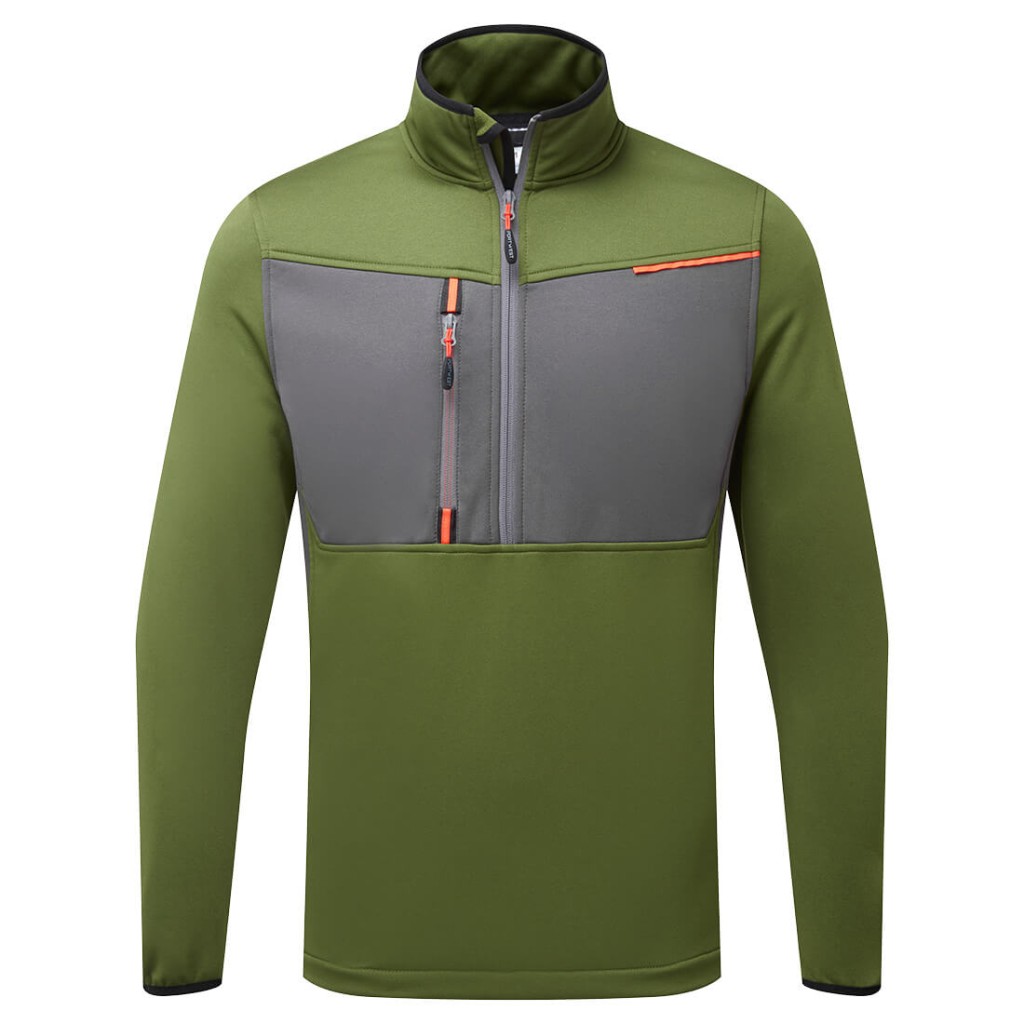 A green workwear garment featuring a full-length zip front, suitable for a wide range of outdoor and site work applications.