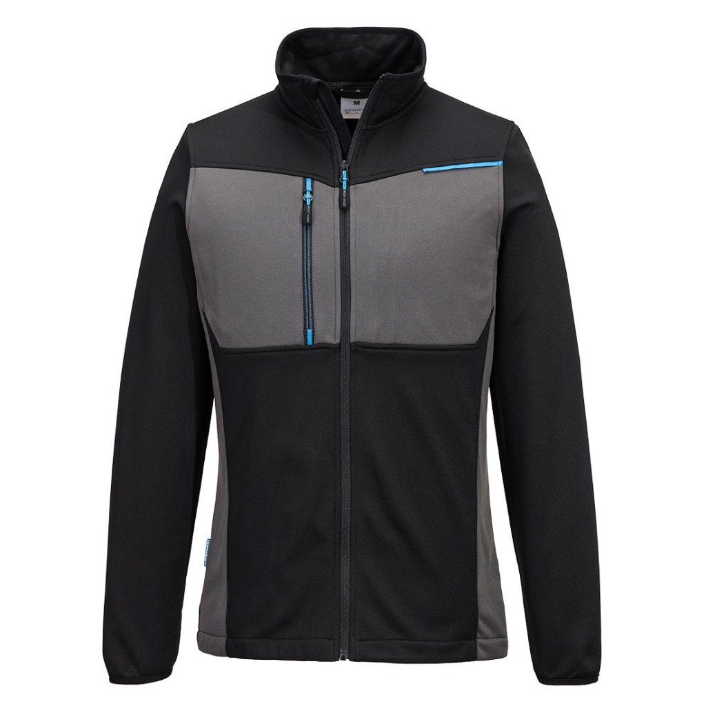A black workwear garment featuring a full-length zip front, suitable for a wide range of outdoor and site work applications.
