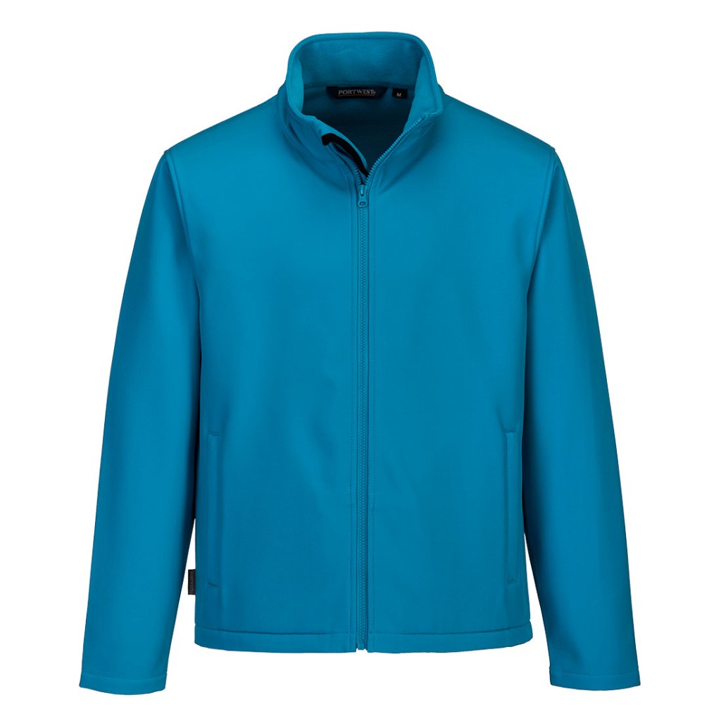 A softshell jacket designed for use on construction sites and in industrial work environments.,