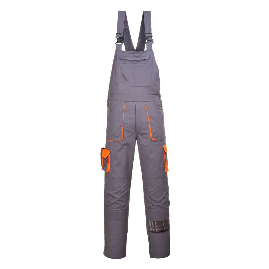 A grey workwear garment designed for use on construction sites and in industrial work environments.,