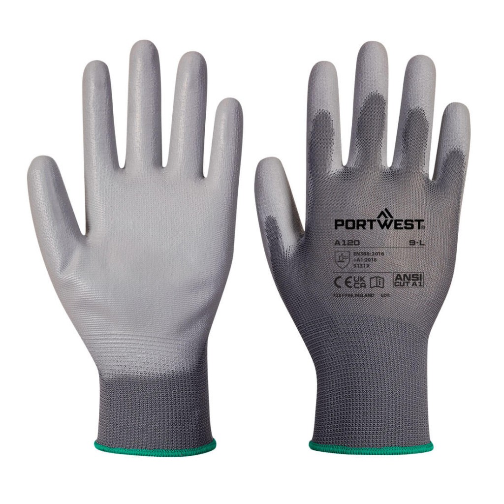 A grey workwear garment designed for use on construction sites and in industrial work environments.,