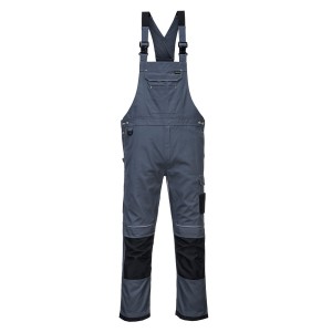 A grey workwear garment designed for use on construction sites and in industrial work environments.,