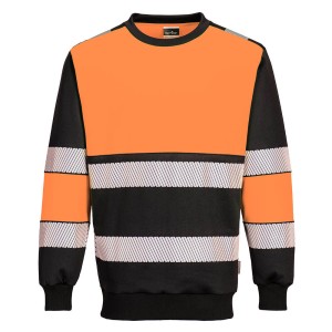 A high-visibility orange work shirt featuring retroreflective tape panels, suitable for a wide range of outdoor and site work applications.