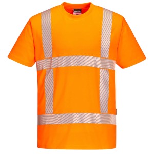 A high-visibility yellow work shirt featuring retroreflective tape panels, suitable for a wide range of outdoor and site work applications.