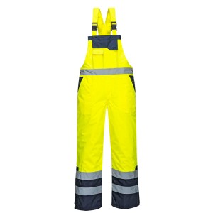 A high-visibility yellow workwear garment featuring retroreflective tape panels, suitable for a wide range of outdoor and site work applications.