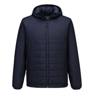 A navy blue padded jacket featuring a warm thermal lining, suitable for a wide range of outdoor and site work applications.
