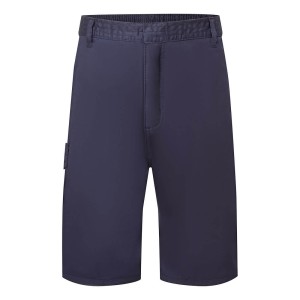 A navy blue workwear garment designed for use on construction sites and in industrial work environments.,