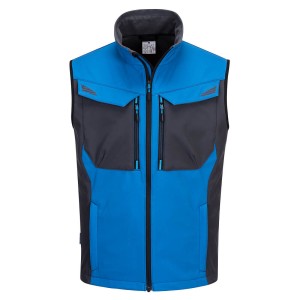 A blue workwear garment designed for use on construction sites and in industrial work environments.,