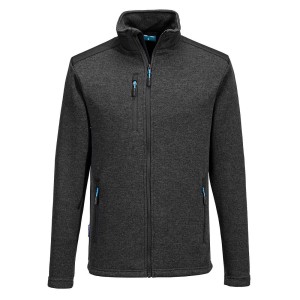 A grey workwear garment designed for use on construction sites and in industrial work environments.,